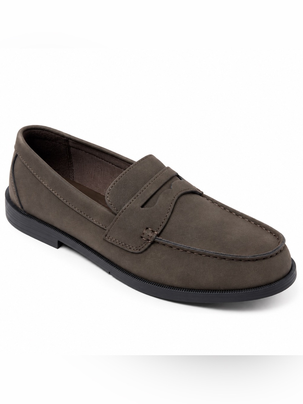 Men's Suede Penny Loafers in Dark Brown